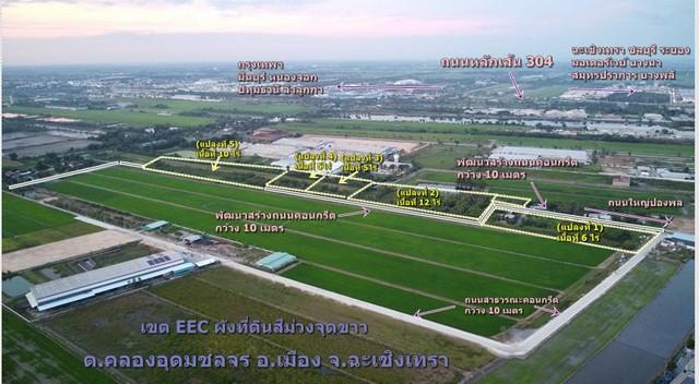 ขายที่ดิน เขต EEC 5-40 ไร่ ถมที่ดินเสมอถนนให้ฟรี ถ.คลองอุดมชลจร